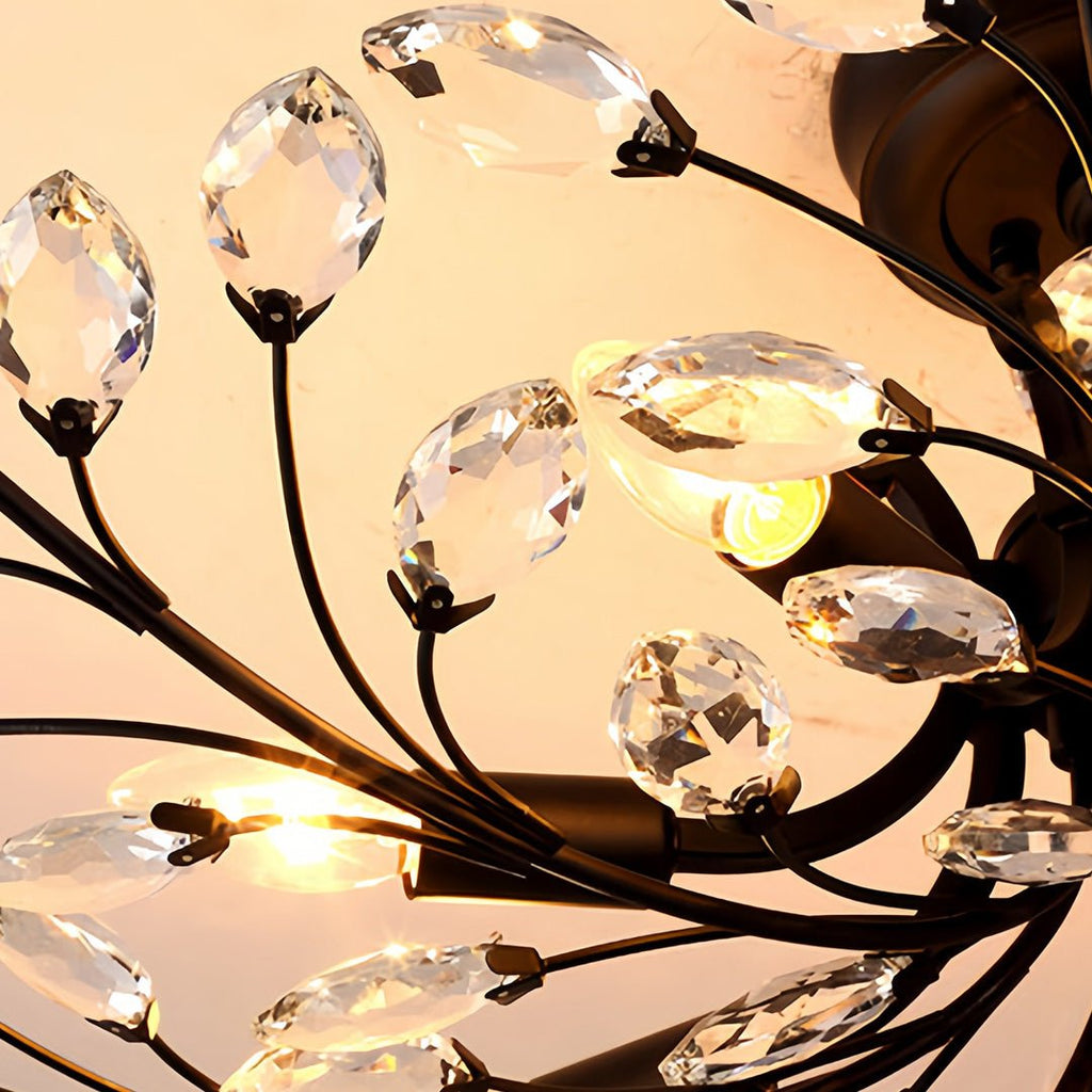Fern Crystal Leaf Semi-Flush Mount (26"–33") - LivingLX