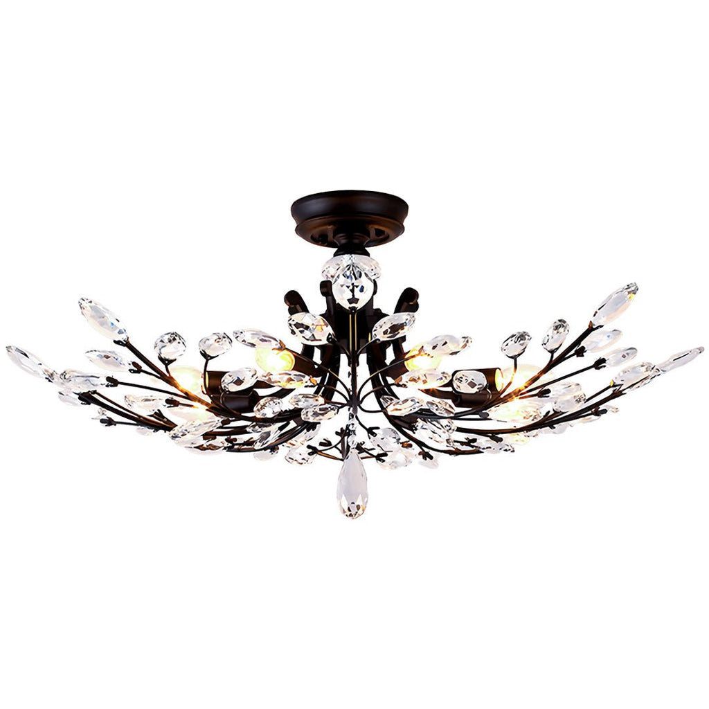 Fern Crystal Leaf Semi-Flush Mount (26"–33") - LivingLX