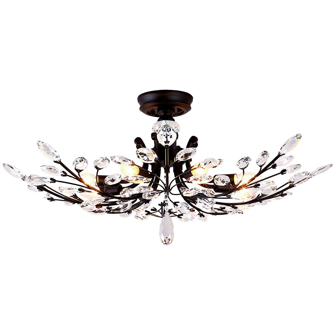 Fern Crystal Leaf Semi-Flush Mount (26"–33") - LivingLX