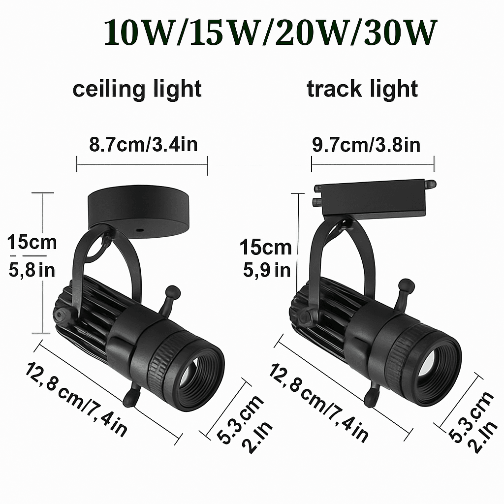 Focus Adjustable Beam LED Spotlight | Surface or Track Mount COB - LivingLX