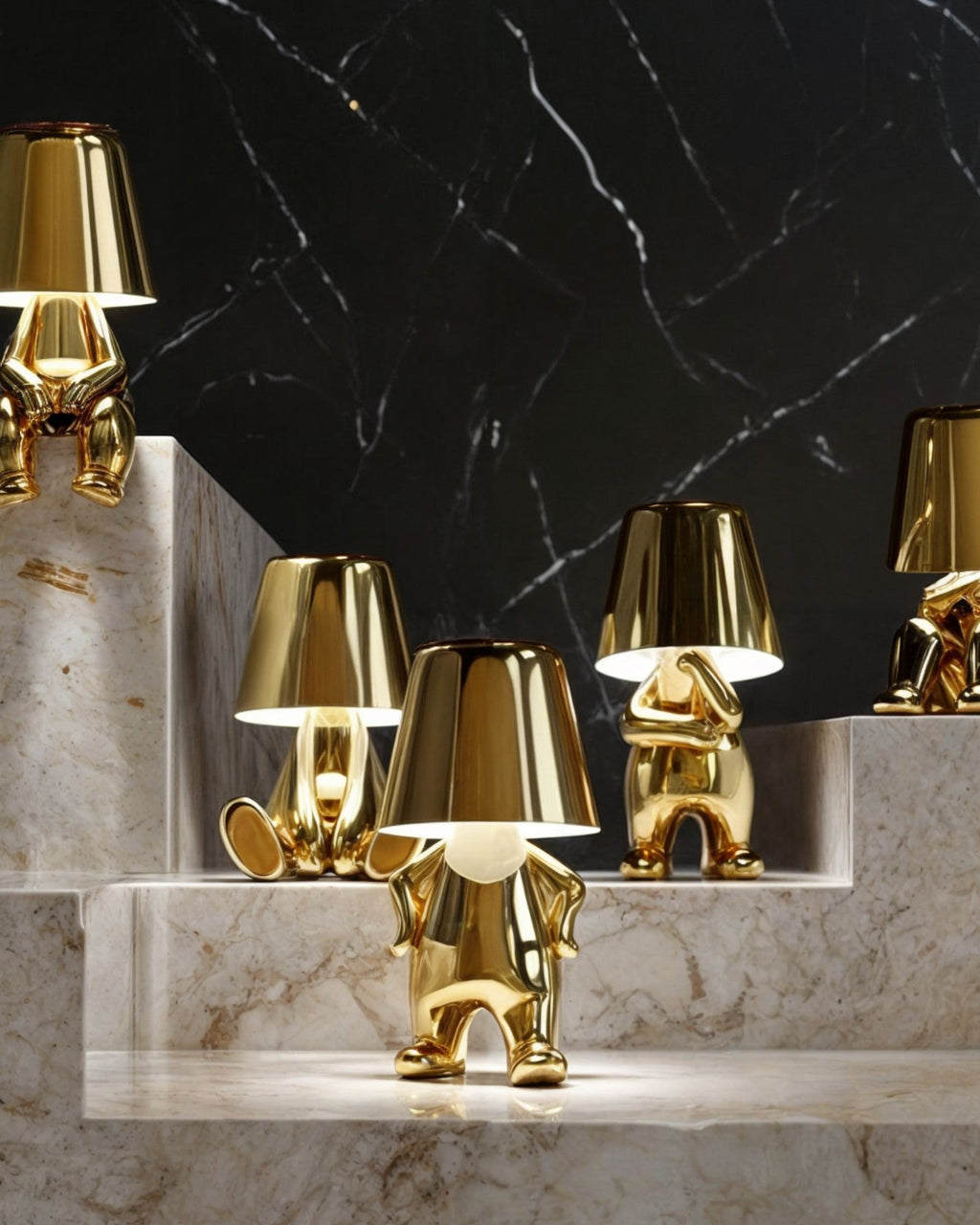 GleamTouch – Gold-Colored USB-Rechargeable Table Lamp, Dimmable and Compact - LivingLX