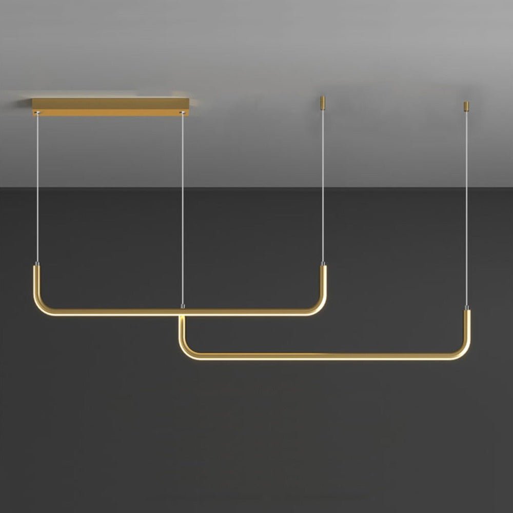Hang Modern Linear LED Pendant Light | Dimmable Black or Gold Kitchen Island & Dining Table Light - LivingLX