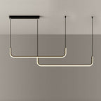 Hang Modern Linear LED Pendant Light | Dimmable Black or Gold Kitchen Island & Dining Table Light - LivingLX