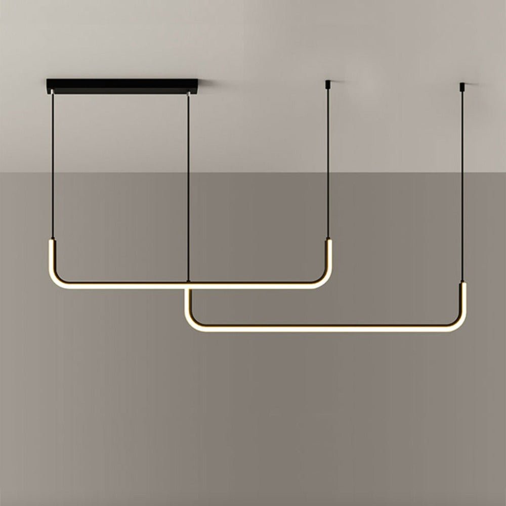 Hang Modern Linear LED Pendant Light | Dimmable Black or Gold Kitchen Island & Dining Table Light - LivingLX