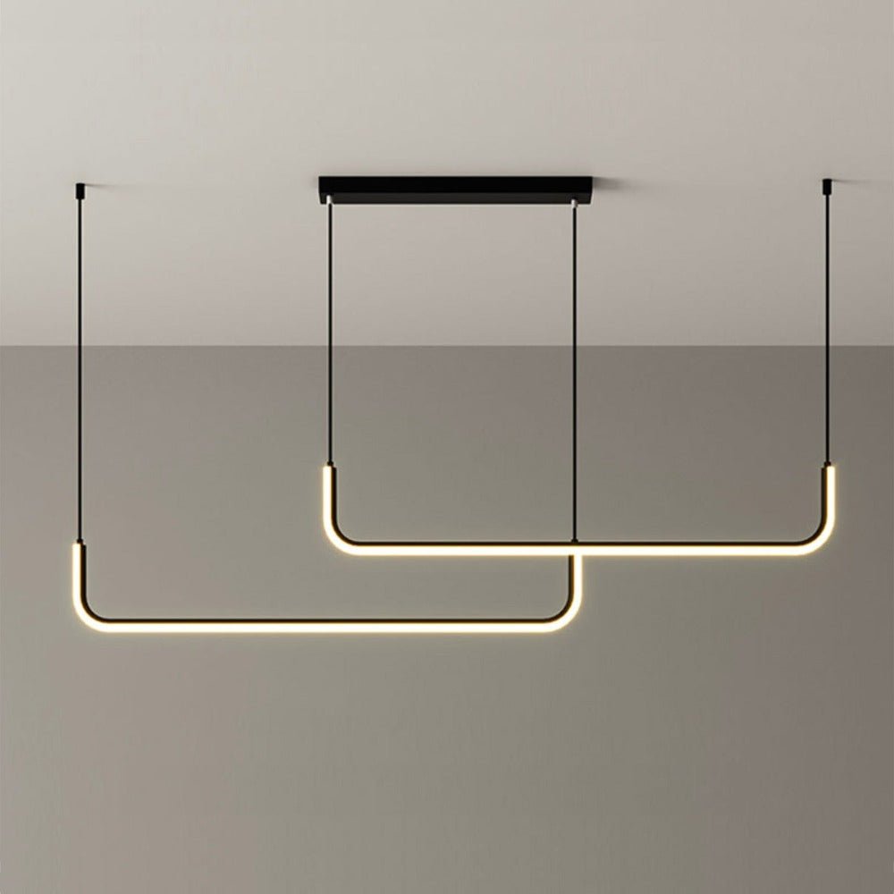 Hang Modern Linear LED Pendant Light | Dimmable Black or Gold Kitchen Island & Dining Table Light - LivingLX
