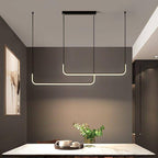Hang Modern Linear LED Pendant Light | Dimmable Black or Gold Kitchen Island & Dining Table Light - LivingLX