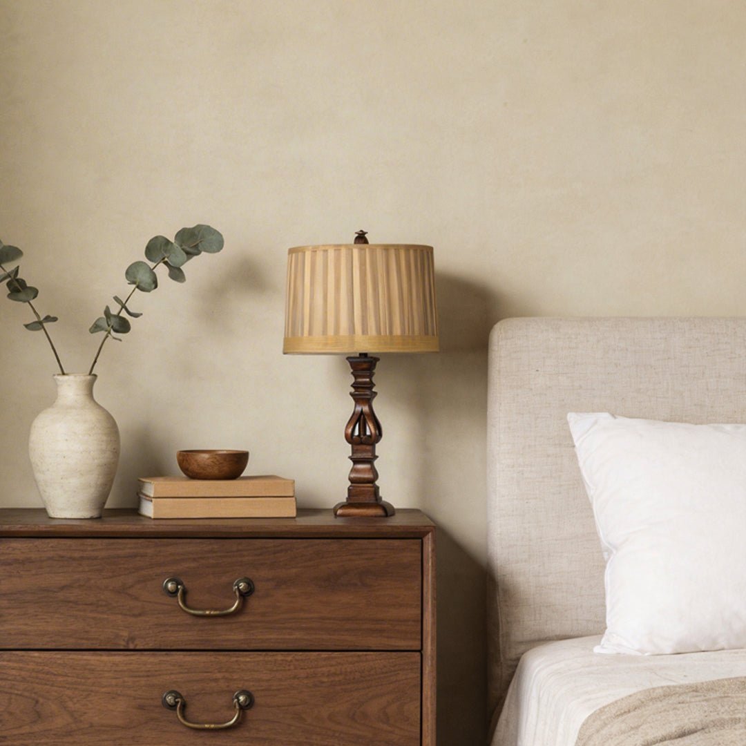 Hollis Wood Tower Table Lamp (24"–28") - LivingLX