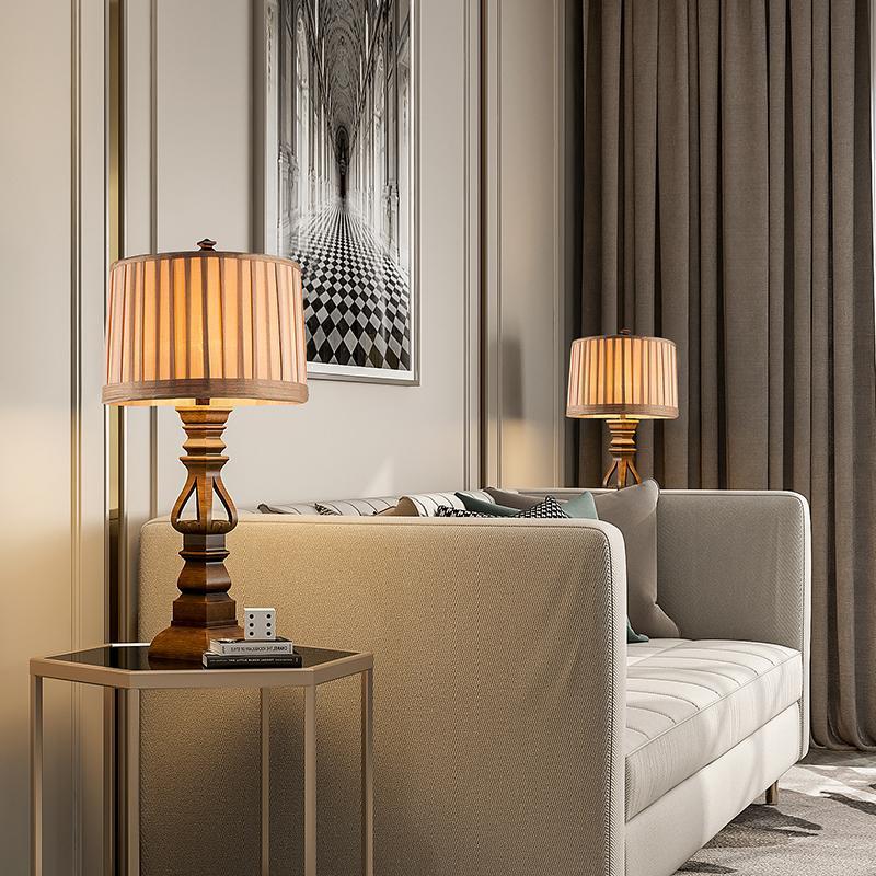 Hollis Wood Tower Table Lamp (24"–28") - LivingLX