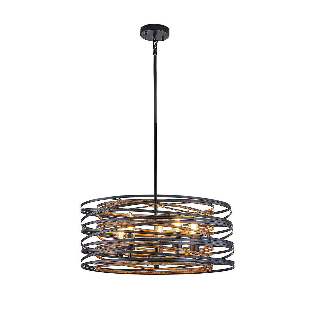 Black Drum Iron Cage Pendant Light - view 2
