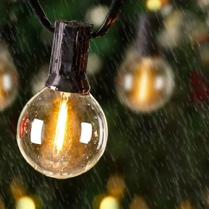 LED outdoor string lights weatherproof with warm white light - LivingLX