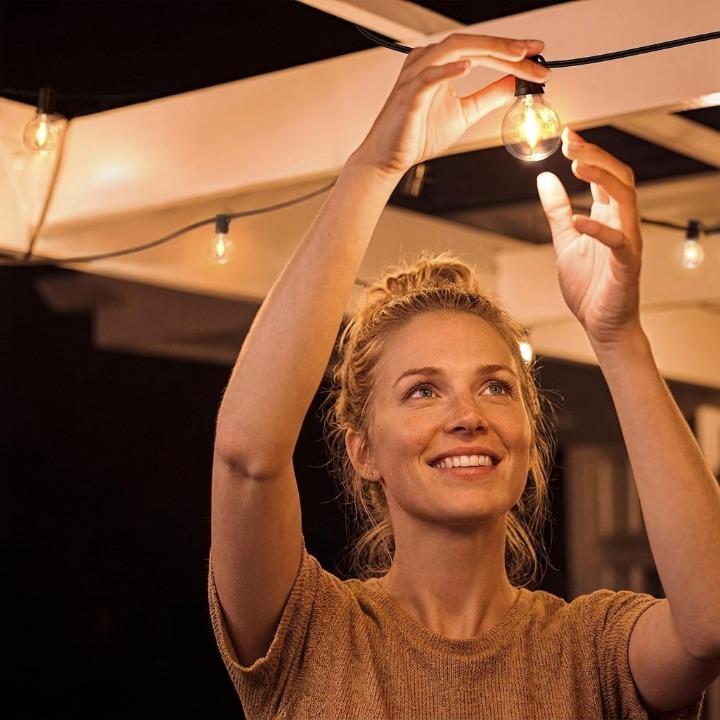 LED outdoor string lights weatherproof with warm white light - LivingLX