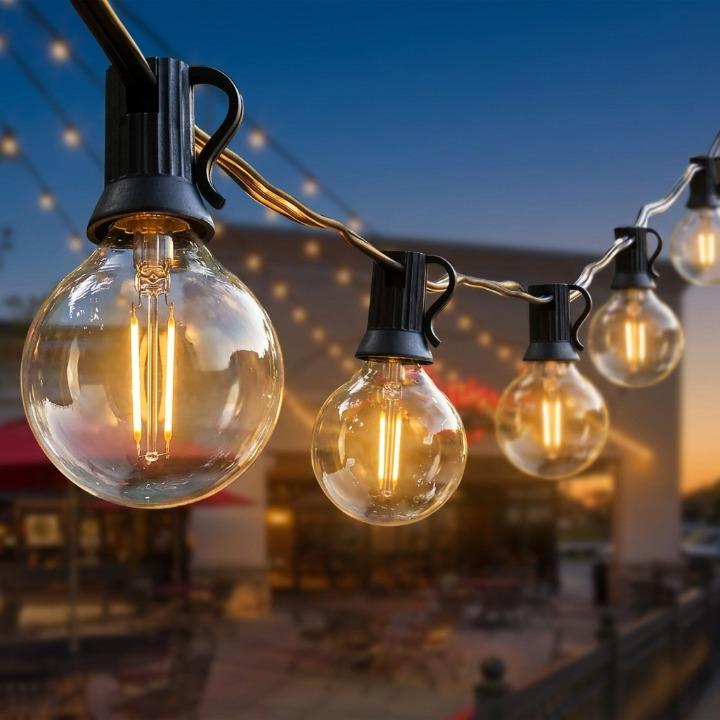 LED outdoor string lights weatherproof with warm white light - LivingLX