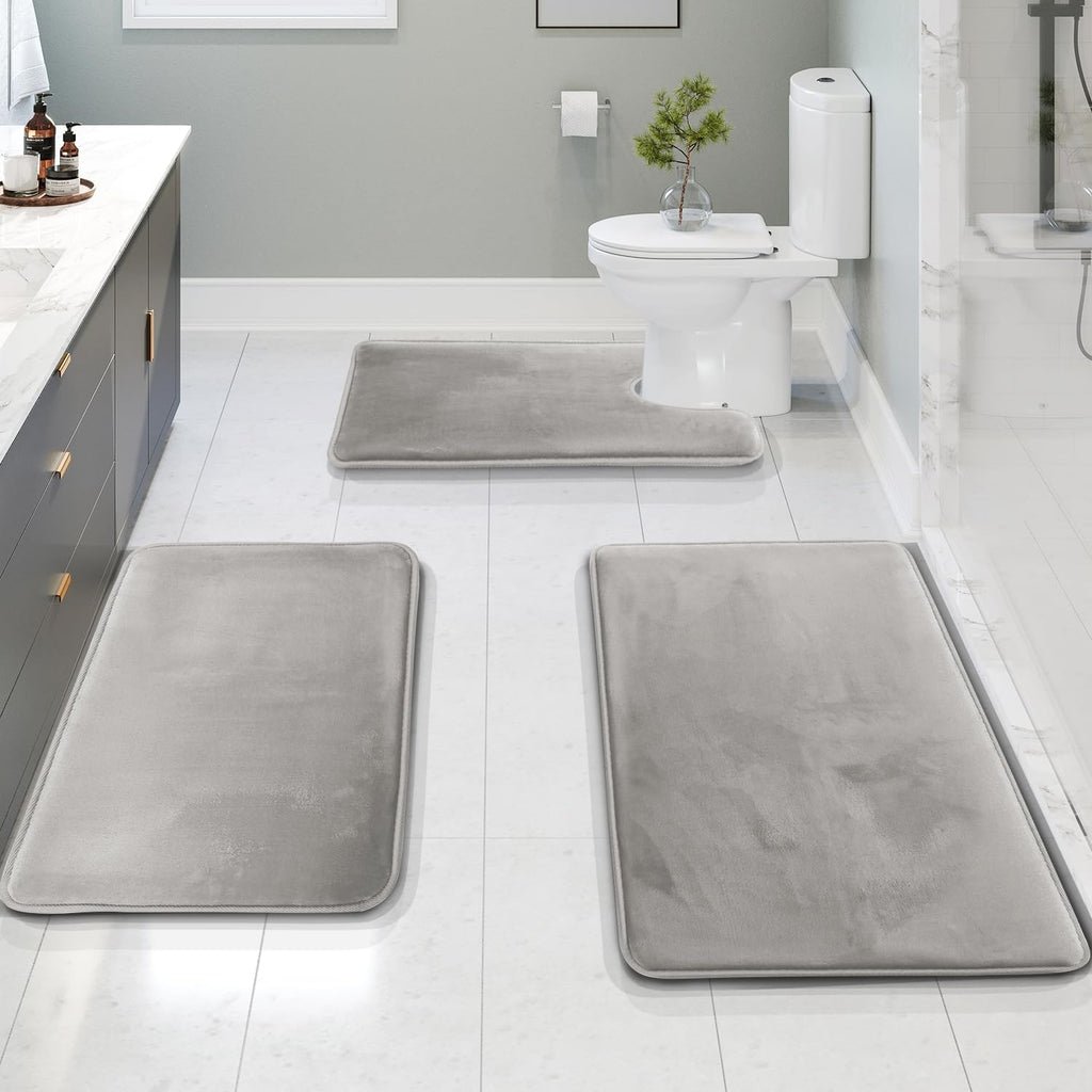 VelvaLuxe Memory Foam 3-Piece Bath Mat Set
