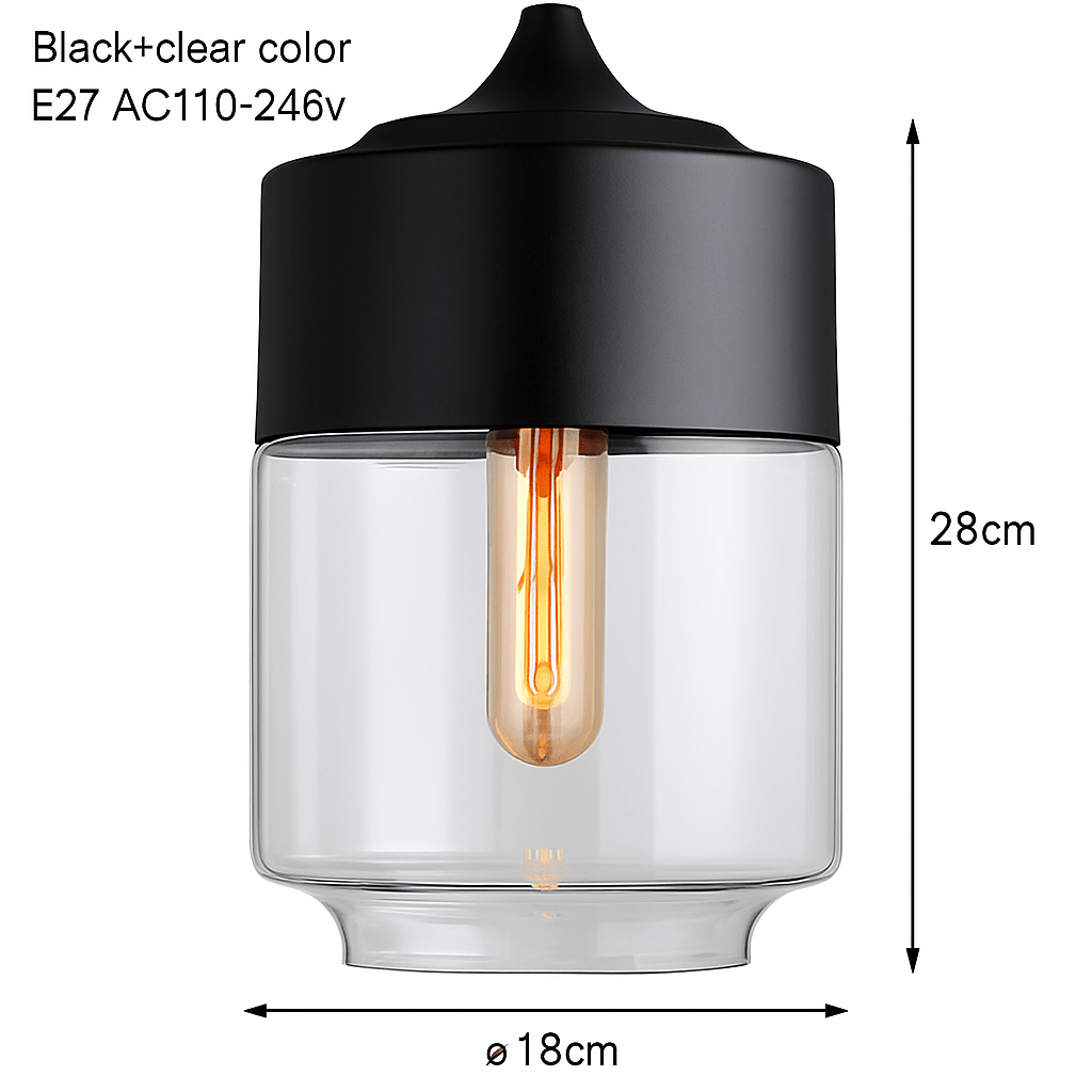Loft Glass & Metal Pendant Light | Modern Amber or Clear Glass Kitchen Island & Dining Room Hanging Lamp - LivingLX