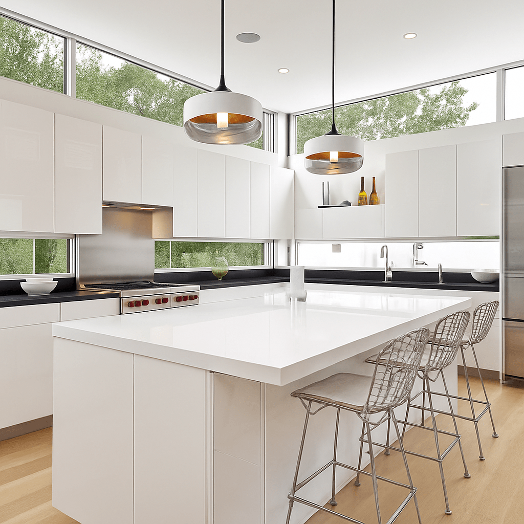 Loft Glass & Metal Pendant Light | Modern Amber or Clear Glass Kitchen Island & Dining Room Hanging Lamp - LivingLX