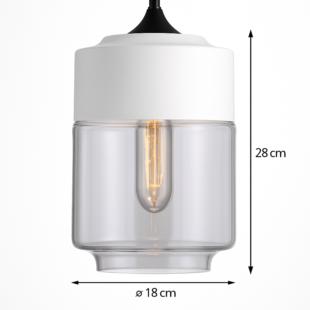 Loft Glass & Metal Pendant Light | Modern Amber or Clear Glass Kitchen Island & Dining Room Hanging Lamp - LivingLX