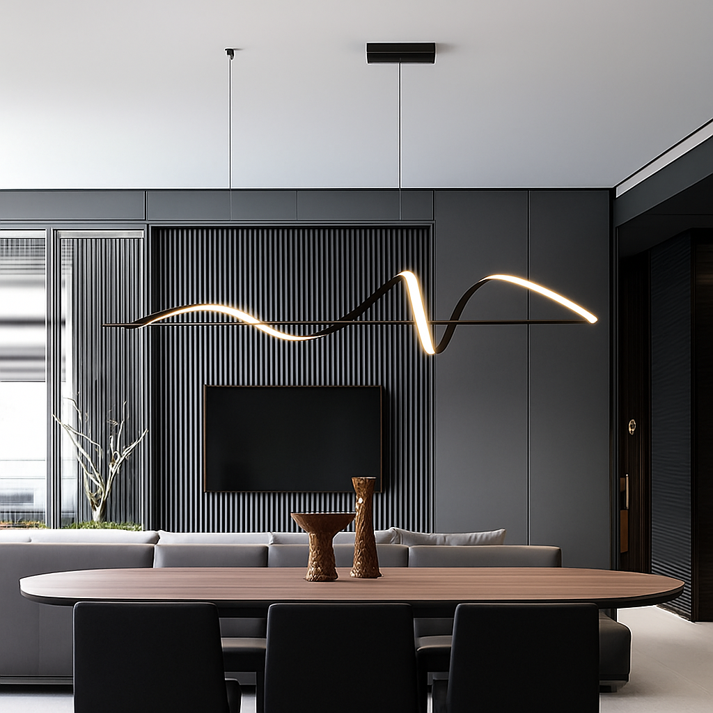 Modern LED Chandelier Pendant Light | Dimmable Dining Room & Living Room Ceiling Light with Remote