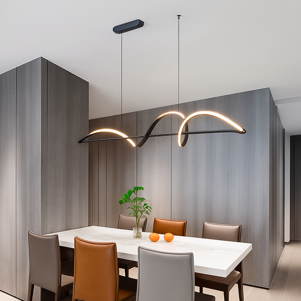 Modern LED Chandelier Pendant Light | Dimmable Dining Room & Living Room Ceiling Light with Remote