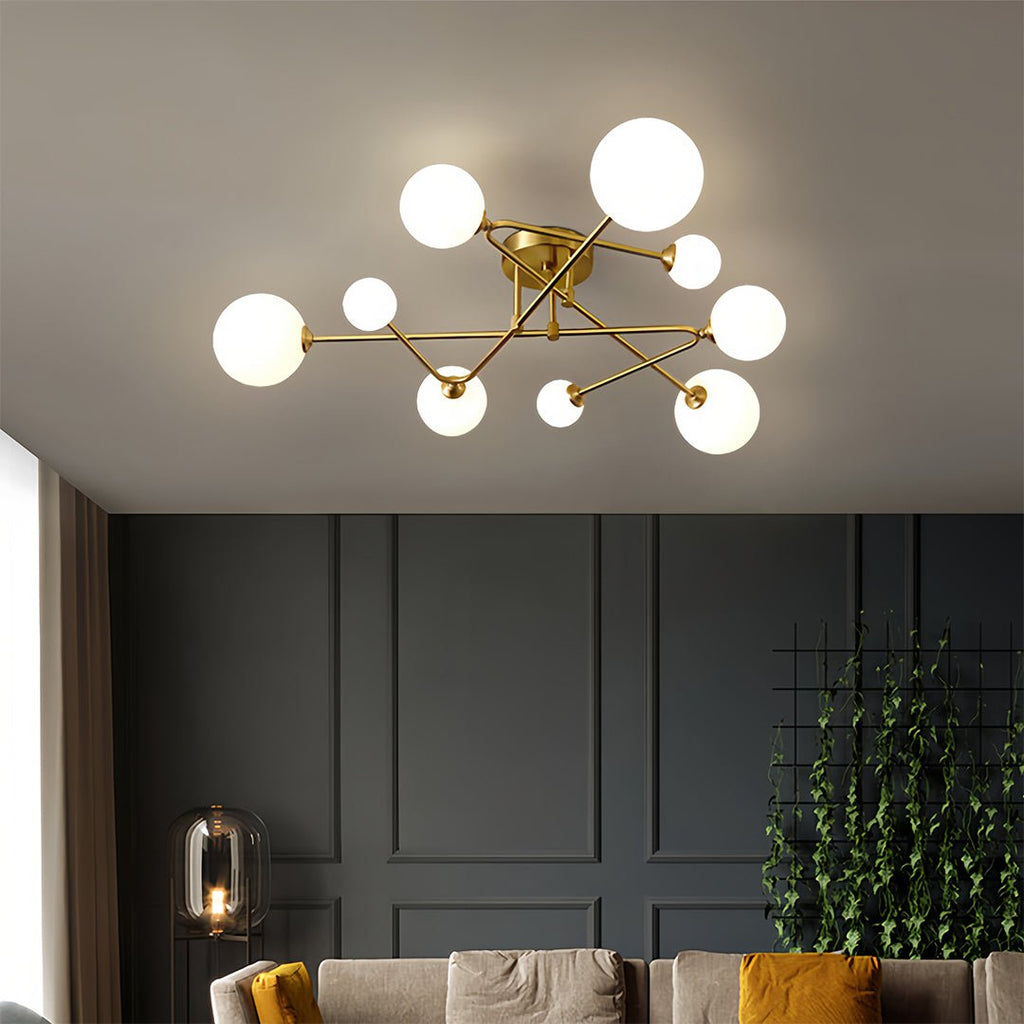 Lyra Glass Bean Semi-Flush Mount (26"–39") - LivingLX