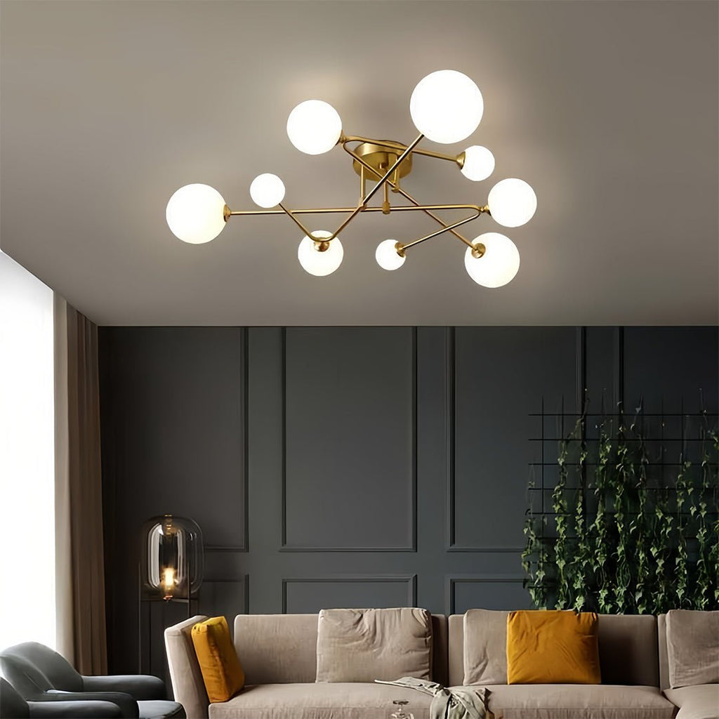 Lyra Glass Bean Semi-Flush Mount (26"–39") - LivingLX