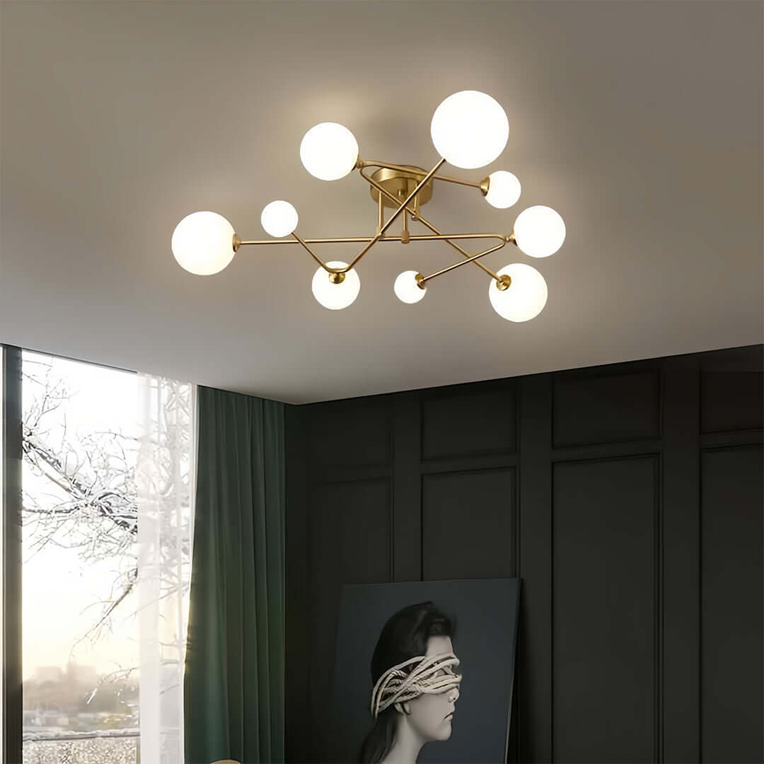 Lyra Glass Bean Semi-Flush Mount (26"–39") - LivingLX