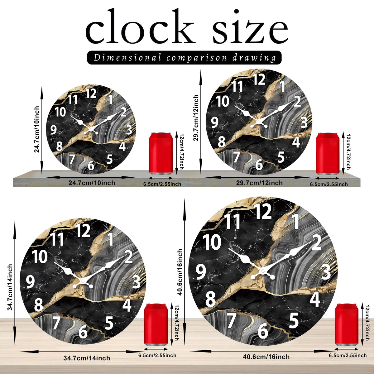 MarbellaTime | Modern Round Wooden Wall Clock | Silent Marble Design - LivingLX