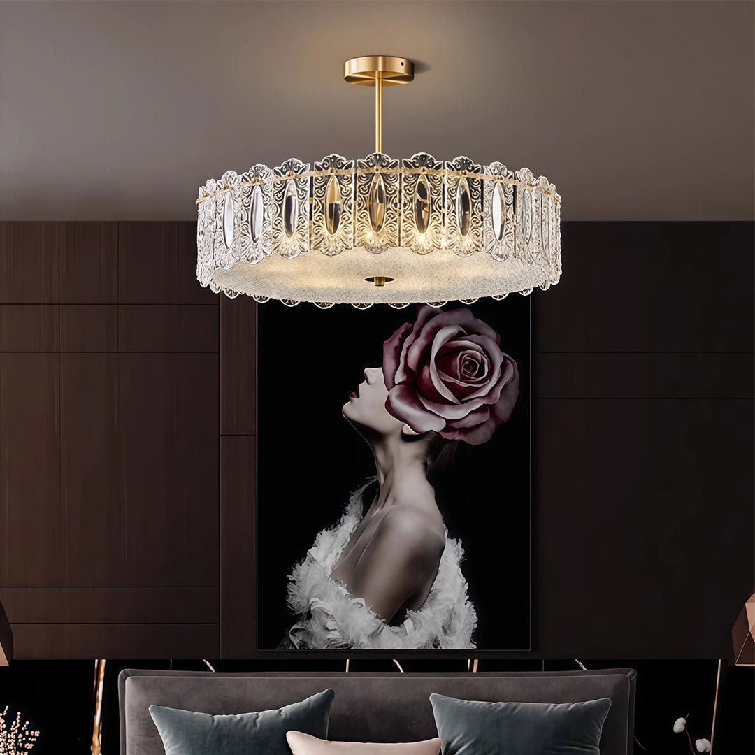 Margaux Copper Glass Semi-Flush Mount (16"–24") - LivingLX