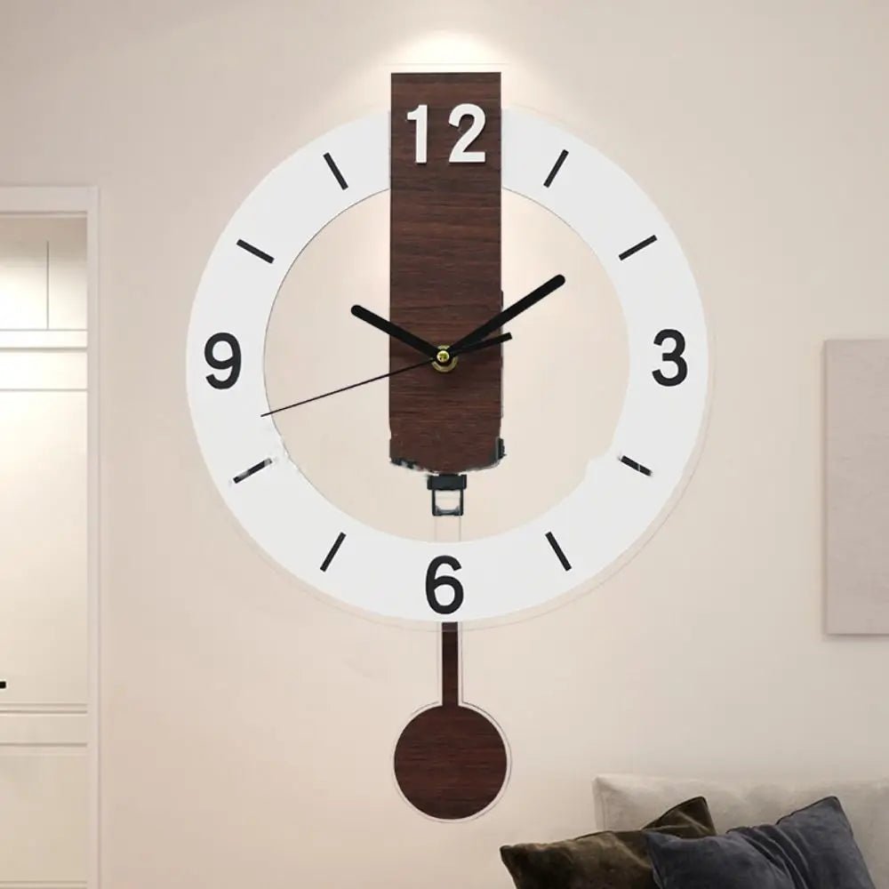 Minimalist Pendulum Wall Clock | Modern Acrylic & Wood Design - LivingLX
