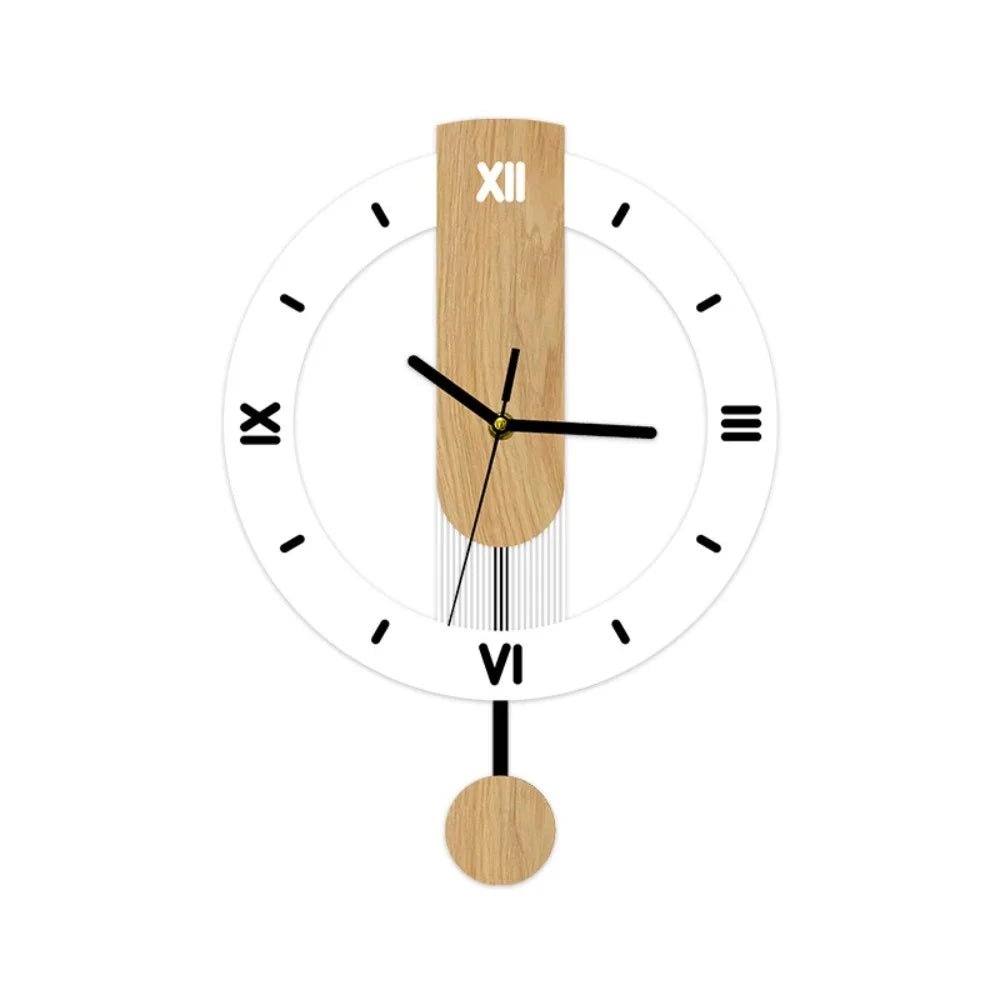 Minimalist Pendulum Wall Clock | Modern Acrylic & Wood Design - LivingLX