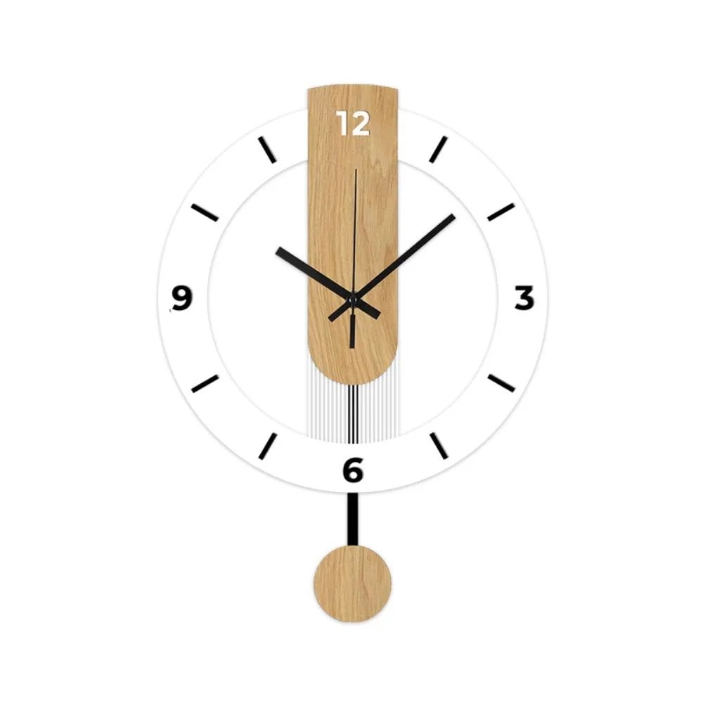 Minimalist Pendulum Wall Clock | Modern Acrylic & Wood Design - LivingLX