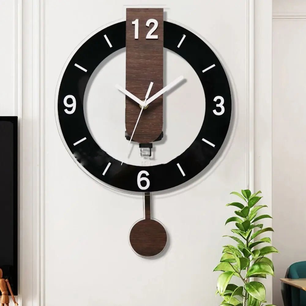 Minimalist Pendulum Wall Clock | Modern Acrylic & Wood Design - LivingLX