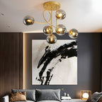 6-Light Gold Black Glass Chandelier - view 3
