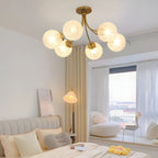 Brass Carved Glass Ceiling Light