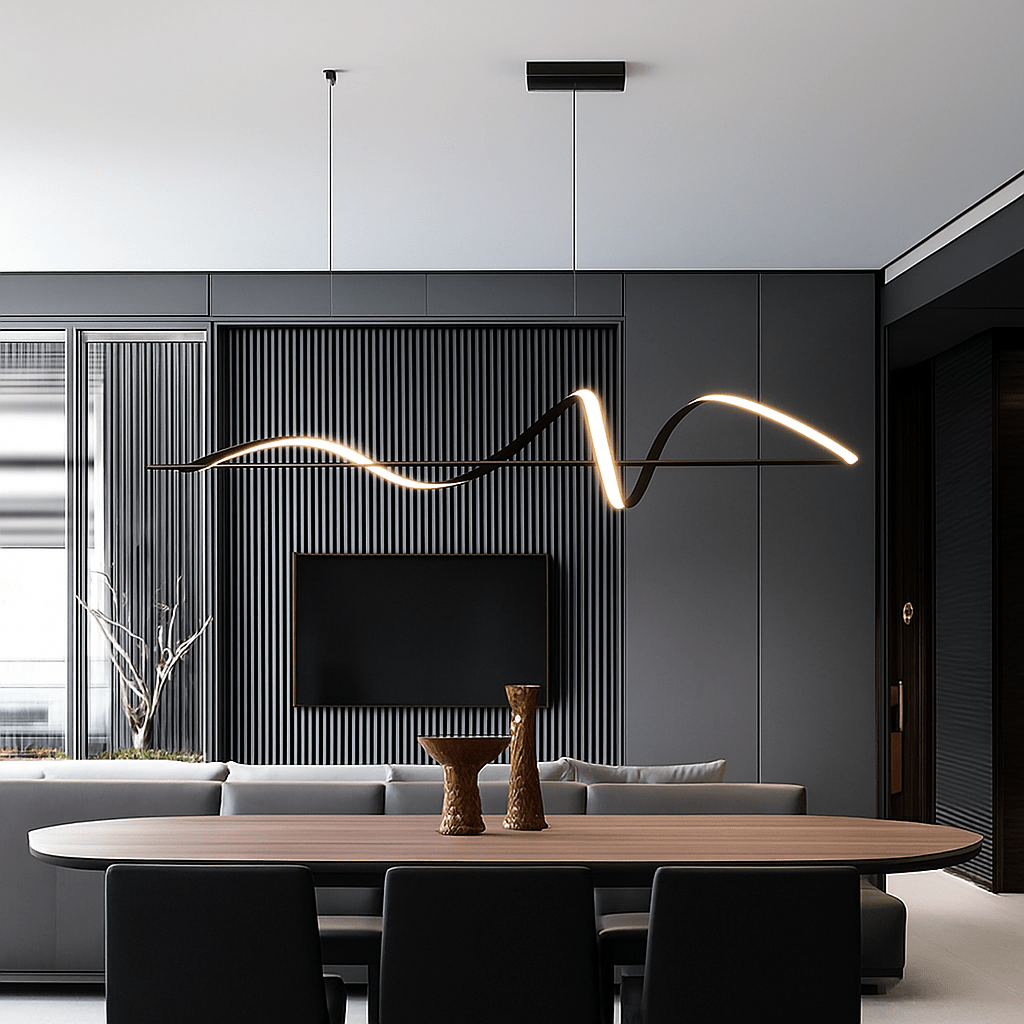 Modern LED Chandelier Pendant Light | Dimmable Dining Room & Living Room Ceiling Light with Remote - LivingLX
