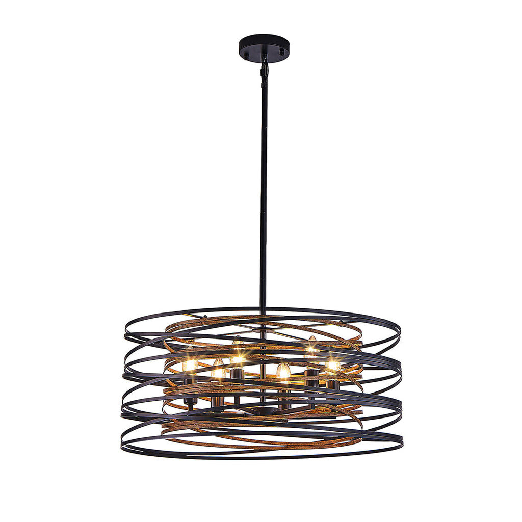 Black Drum Iron Cage Pendant Light - view 3
