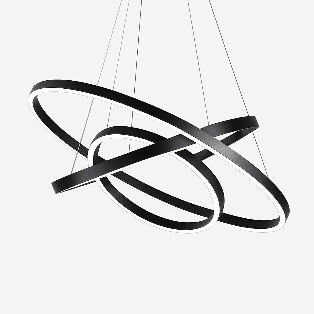 Modern Ring Chandelier | Interlocking Circles LED Pendant Light, Dimmable with Remote - LivingLX