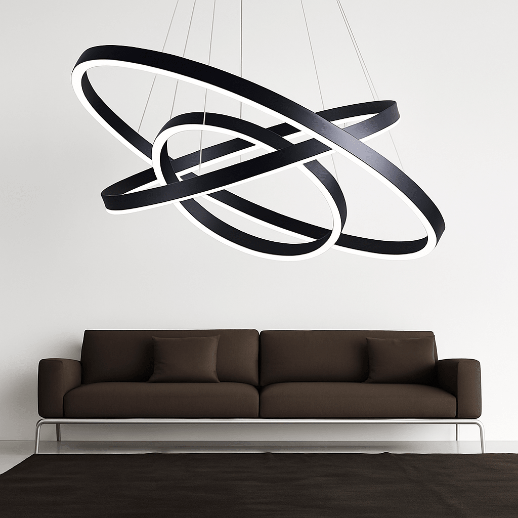 Modern Ring Chandelier | Interlocking Circles LED Pendant Light, Dimmable with Remote - LivingLX