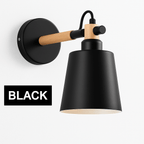 Nordic Wood & Metal LED Wall Sconce | Modern Bedside Wall Light - LivingLX