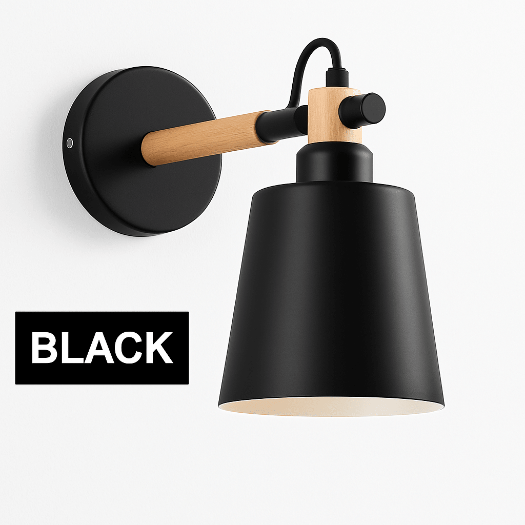 Nordic Wood & Metal LED Wall Sconce | Modern Bedside Wall Light - LivingLX