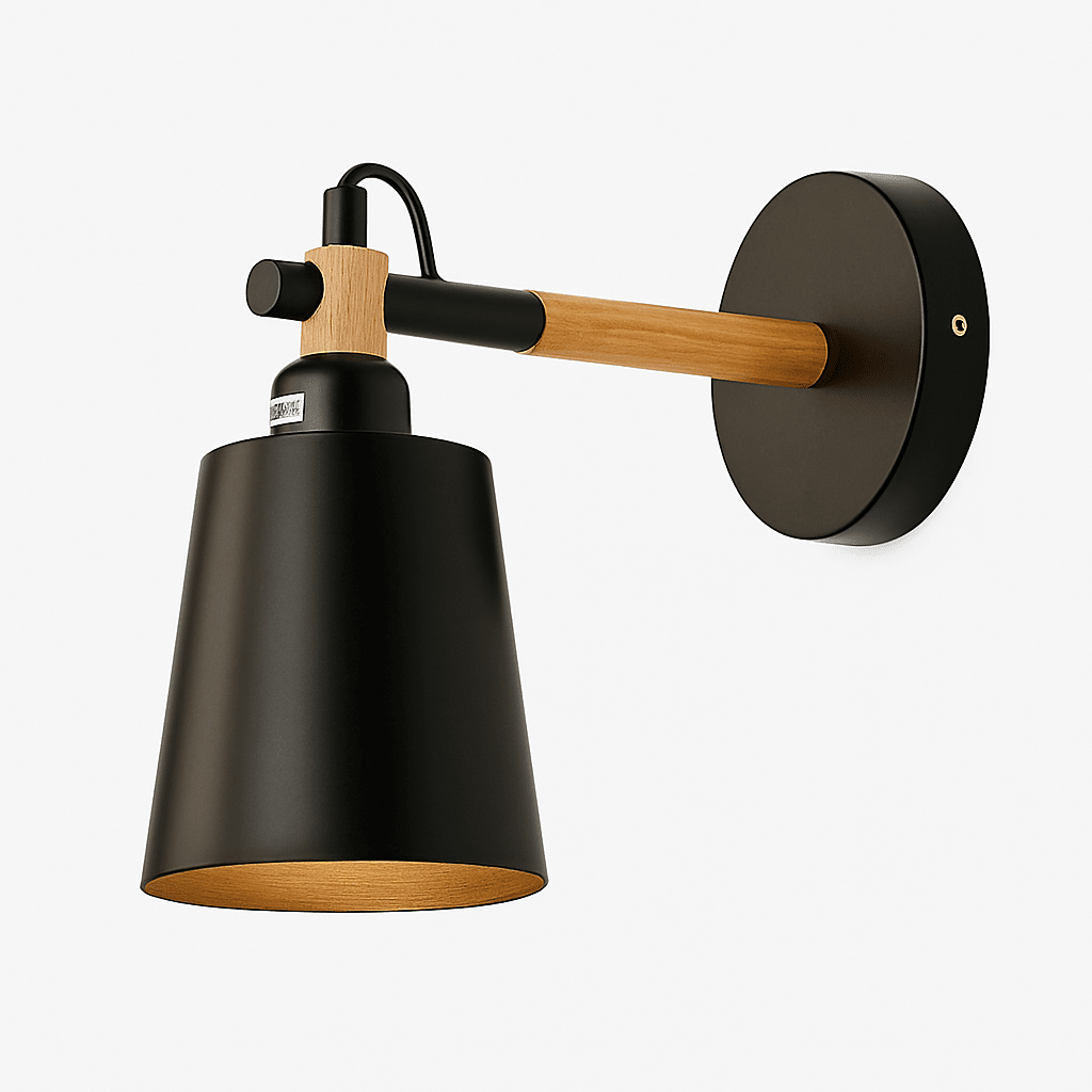 Nordic Wood & Metal LED Wall Sconce | Modern Bedside Wall Light - LivingLX