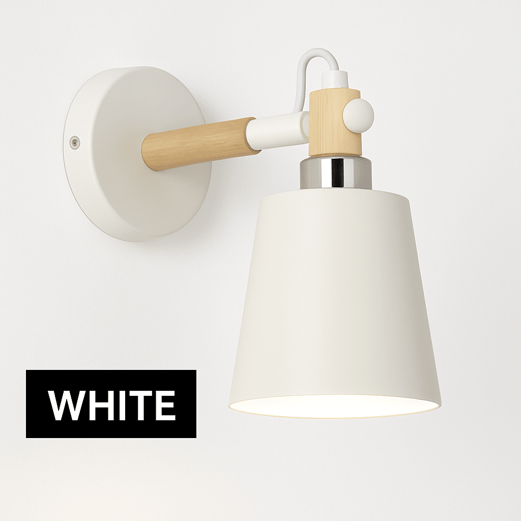 Nordic Wood & Metal LED Wall Sconce | Modern Bedside Wall Light - LivingLX