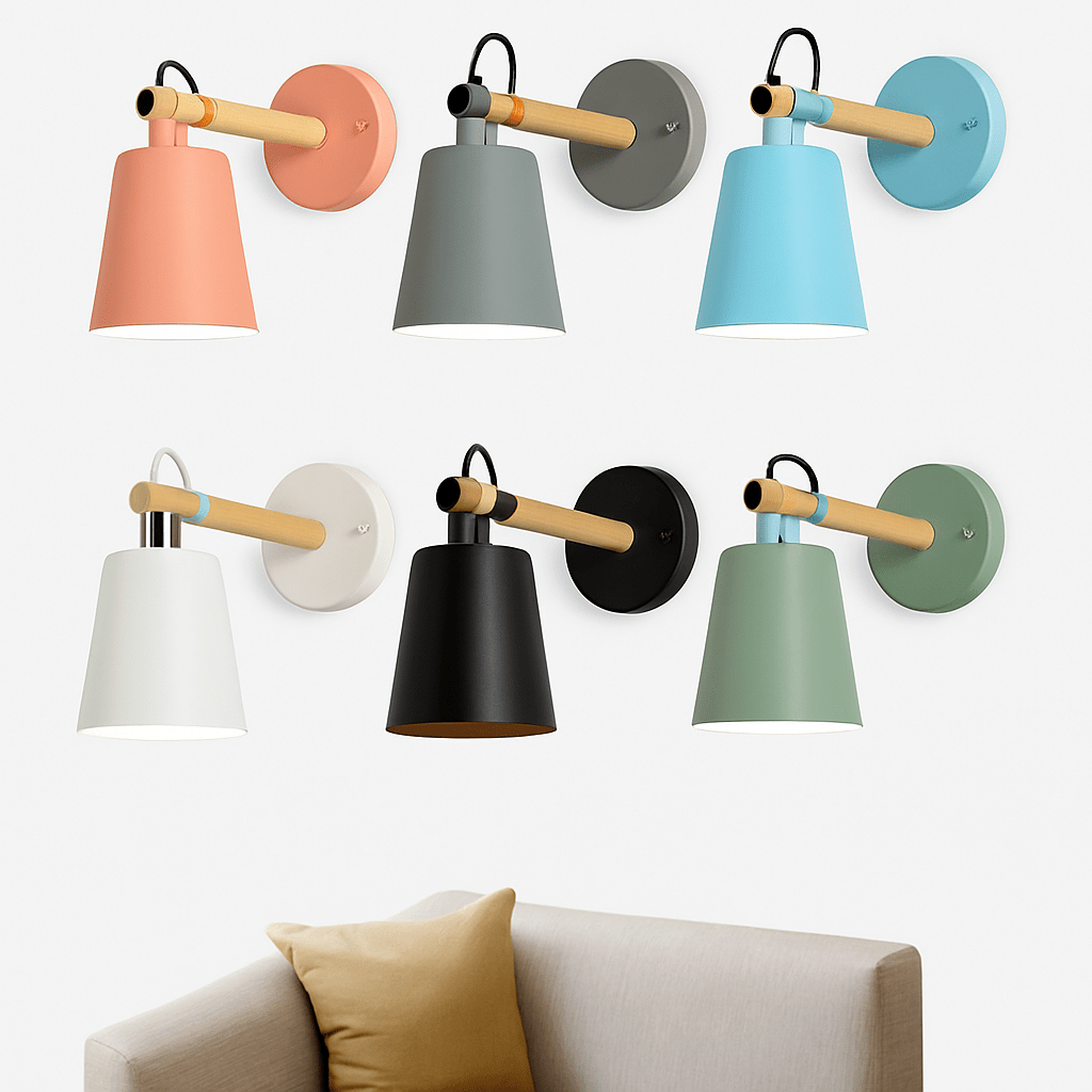 Nordic Wood & Metal LED Wall Sconce | Modern Bedside Wall Light - LivingLX