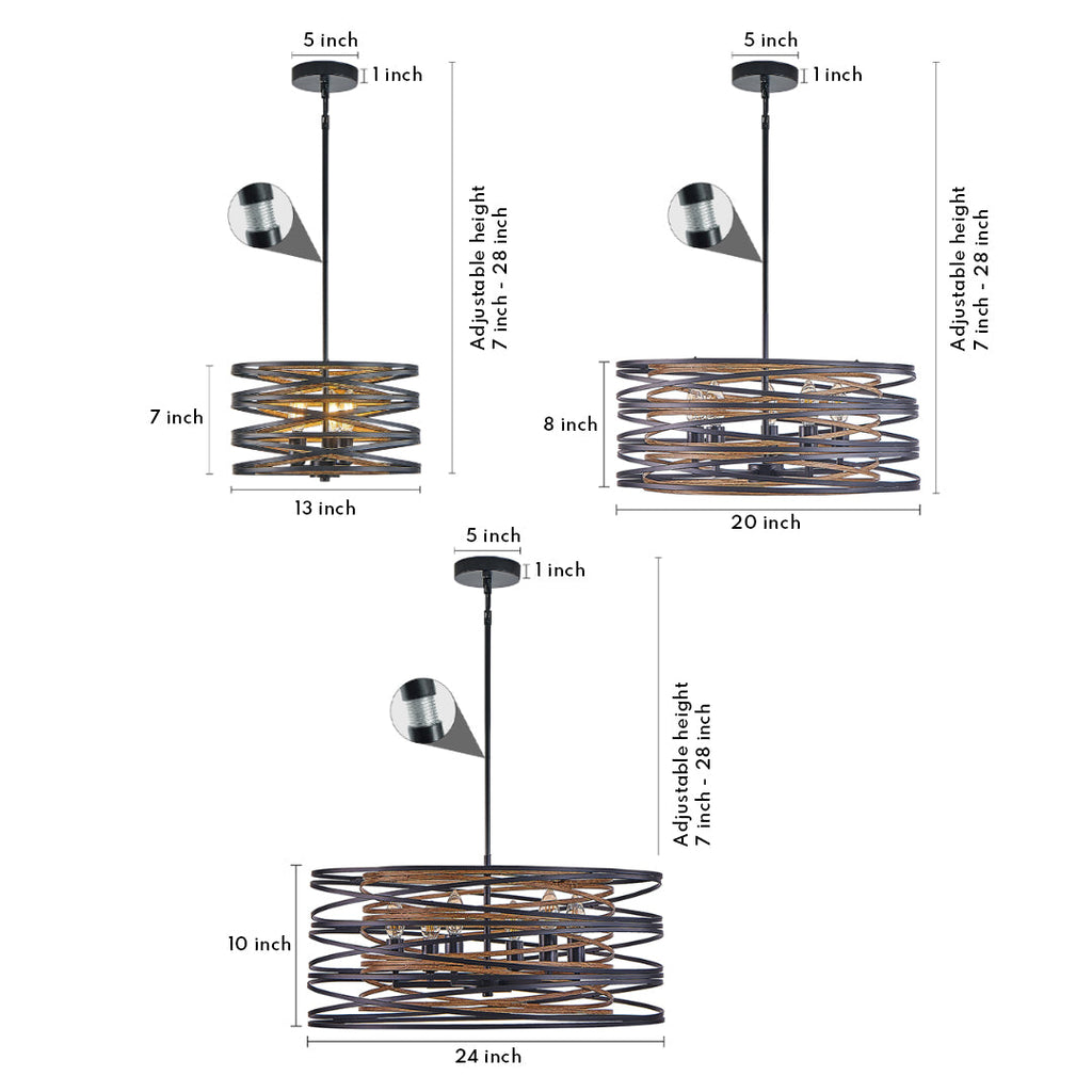 Ridley Drum Cage Pendant (13"–24")