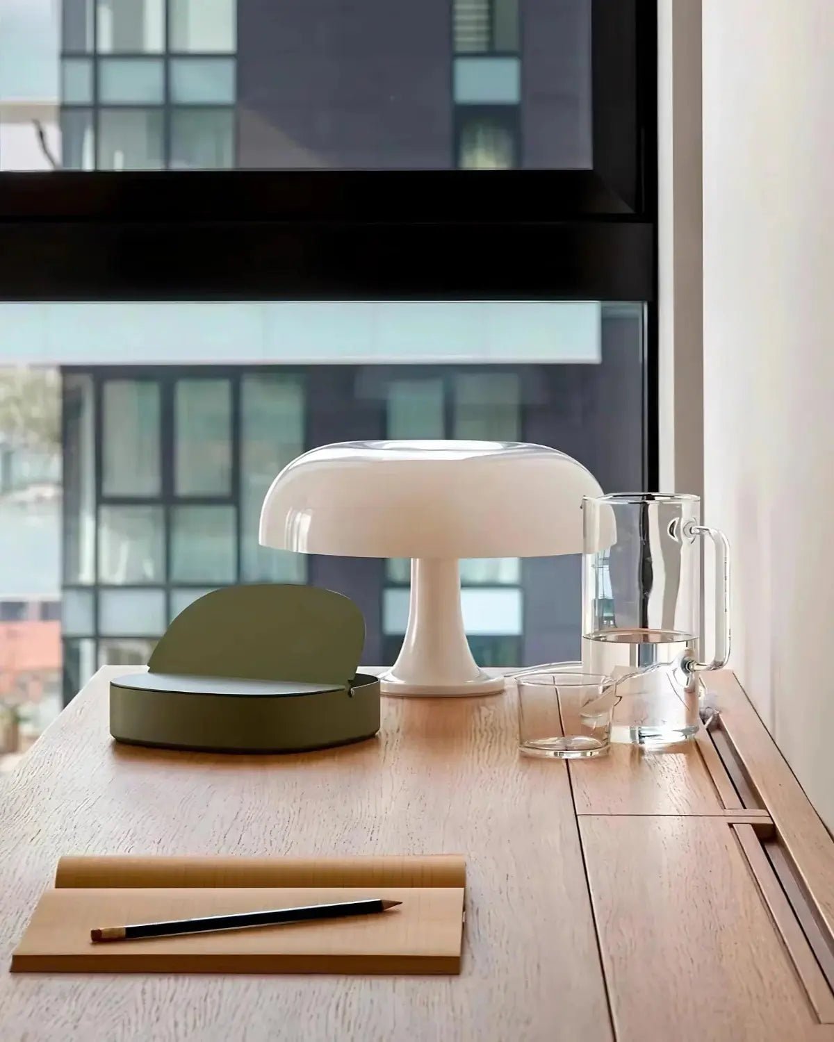 Orange Dome Table Lamp – Retro Bauhaus Style, Warm LED Light - LivingLX