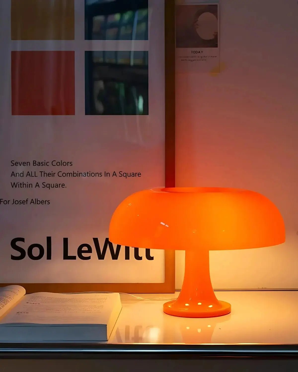 Orange Dome Table Lamp – Retro Bauhaus Style, Warm LED Light - LivingLX
