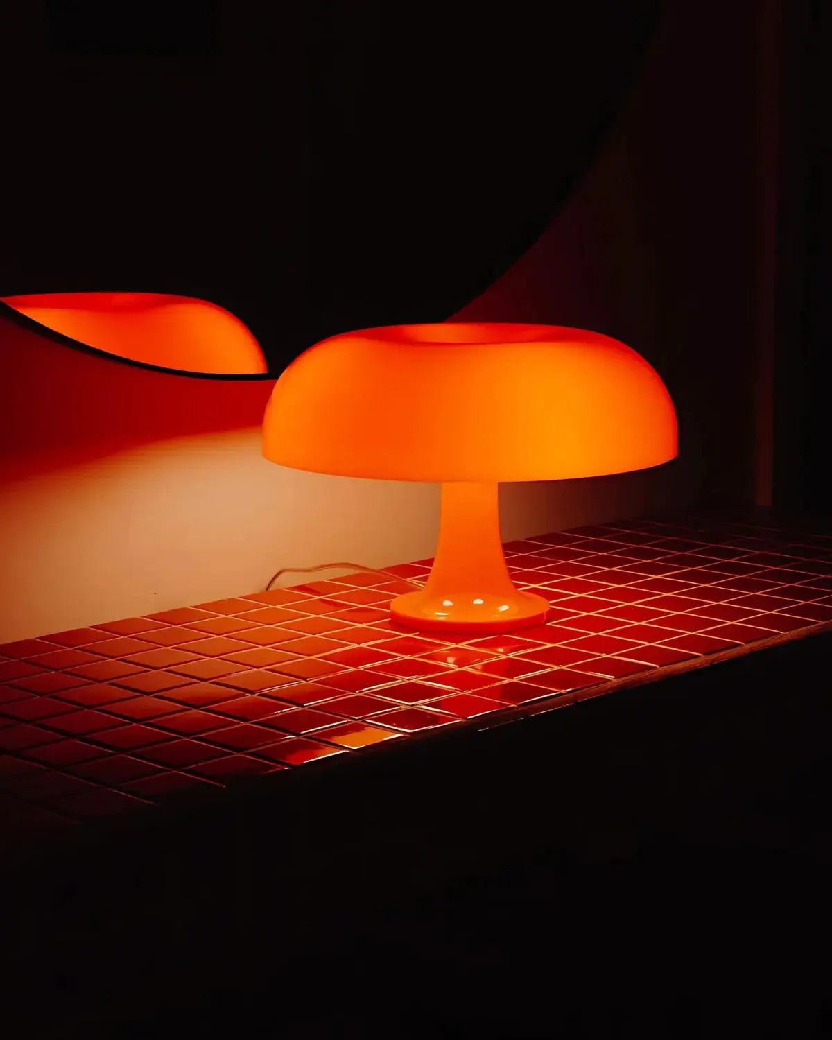 Orange Dome Table Lamp – Retro Bauhaus Style, Warm LED Light - LivingLX