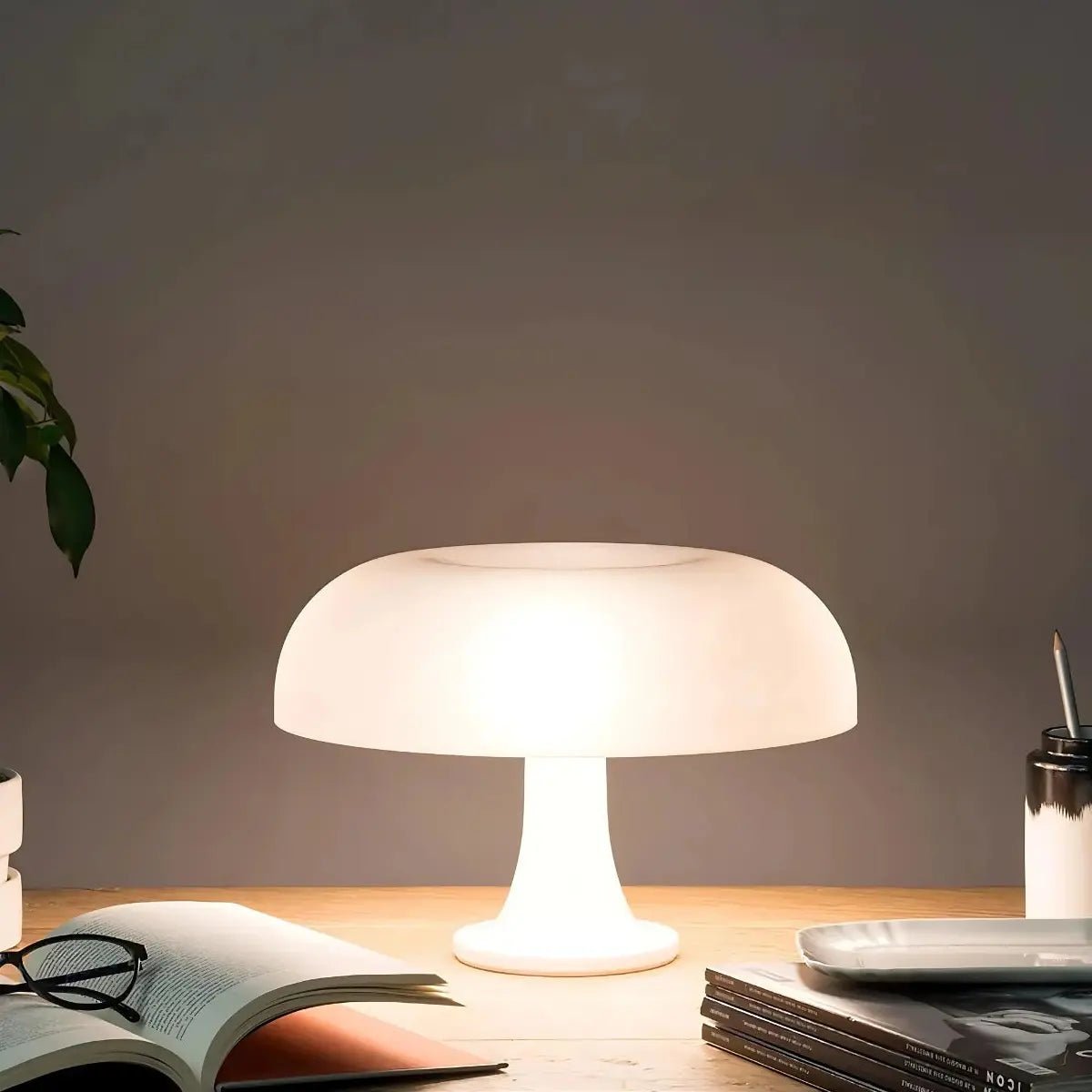Orange Dome Table Lamp – Retro Bauhaus Style, Warm LED Light - LivingLX