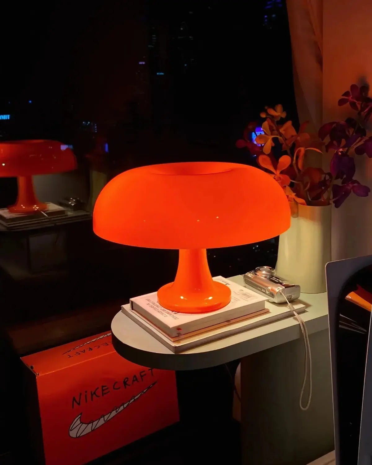 Orange Dome Table Lamp – Retro Bauhaus Style, Warm LED Light - LivingLX