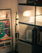 Orange Dome Table Lamp – Retro Bauhaus Style, Warm LED Light - LivingLX