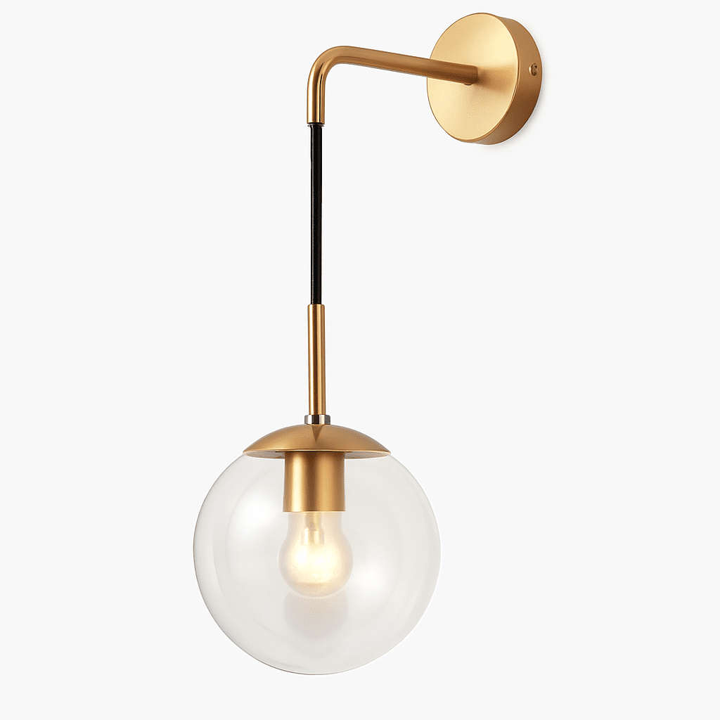 Orb Hanging Glass Globe Wall Sconce | Gold or Black Arm - LivingLX